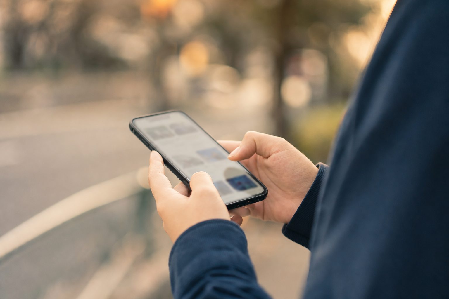 求人情報をスマートフォンで探している人の手元